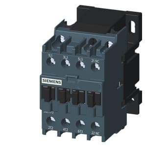 SIEMENS POWER CONTACTOR, SINOVA, 3MT7, 3P, 6…25A, 2.2kW, 1NC, 220VAC, 50/60Hz, SIZE S0