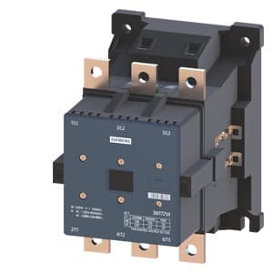 SIEMENS POWER CONTACTOR, SINOVA, 3MT7, 3P, 250…300A, 132kW, 1NO+1NC, 230VAC, SIZE S7