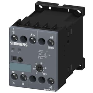 SIEMENS MONITORING RELAYS, TIMING RELAYS, 3RP20 25. TIMING RELAYS, ON-DELAY, 15 TIME SETTING RANGES WITH LED AND 1 CO CONTACT, 24 VAC/DC AND 200 ... 240 VAC