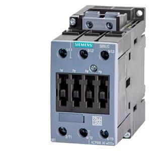 SIEMENS MOTOR STARTER CONTACTOR, 3RT5, 3P, 50...60A, 22kW, WITHOUT AUXILIARY CONTACTS, 24VDC COIL, SIZE S2
