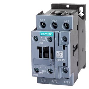 SIEMENS MOTOR STARTER CONTACTOR, 3RT6, 3P, 17...40A, 7,5kW, 1NO+1NC, 220V AC COIL, SIZE S0