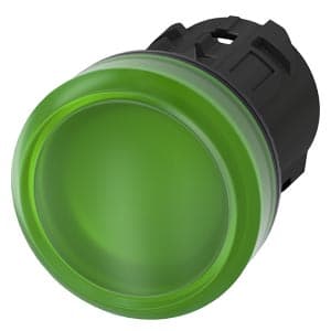 SIEMENS INDICATOR LIGHTS, 22 mm, ROUND, PLASTIC, GREEN, LENS, SMOOTH