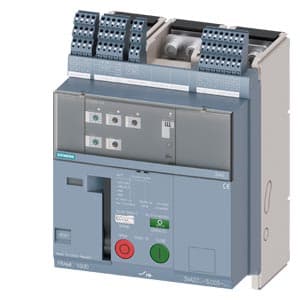 SIEMENS MCCB, 3VA2, 3P, 500...1250A, 85kA, WITH 4 AUX, TRIP ALARM SWITCH, SHUNT RELEASE AND UNDERVOLTAGE RELEASE, ADJUSTABLE TYPE, ETU350-LSI