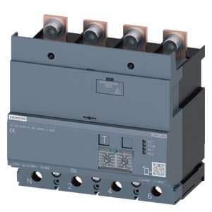 SIEMENS ACC MCCB, 3VA, RESIDUAL CURRENT DEVICE RCD820 ADVANCED RCD TYPE A LOADSIDE MOUNTED RATED RESID. CURRENT 0.03...30A AT 50/60 Hz ADJUSTABLE tv 0...10000 MS 4-POLE In=250 A UE=100-690 V