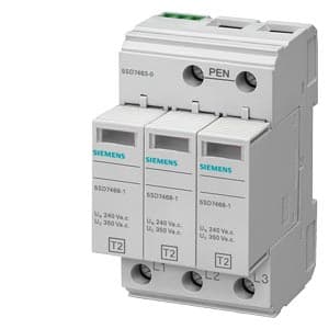 SIEMENS OVERVOLTAGE PROTECTION DEVICES, SURGE ARRESTERS, 5SD, 3P, FOR TN-C SYSTEMS, WITHOUT REMOTE SIGNALING