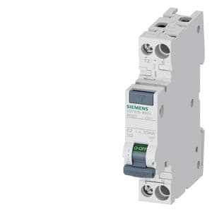 SIEMENS RCBO, COMPACT PERSONAL AND FIRE PROTECTION, 5SV1 RCBO OVERVIEW 4,5 kA IN ONLY 1MW, 1P + N, 30 mA, C CHARACTERISTIC, TYPE AC, 2A